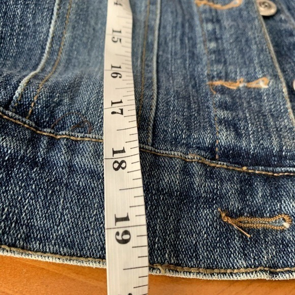 Vintage 90s Y2K Solid Jeans USA Denim Jean Cropped Jacket Sz M Made In USA - Picture 6 of 9